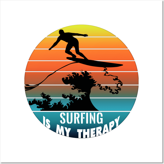 Surfing Is My Therapy Wall Art by remixer2020